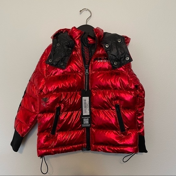 NWT flawed rockstar original shinny red puffer coat sz.6 - Picture 1 of 4